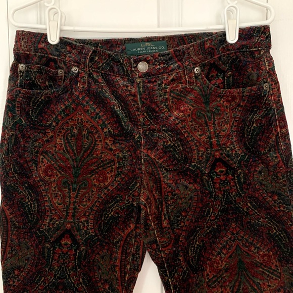 LRL LAUREN JEANS Paisley Corduroy Classic Straight Fit Jeans - Picture 3 of 8